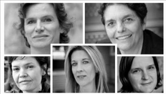 Imatge 1. Des de dalt a l'esquerra: Mariana Mazzucato, Carlota Pérez, Kate Raworth,Stephanie Kelton, Esther Duflo